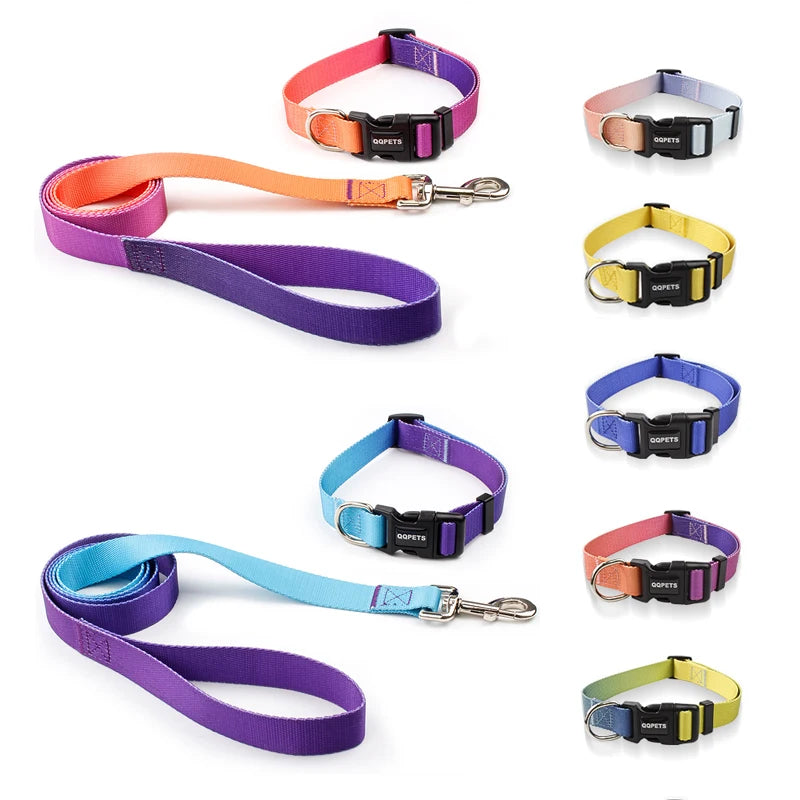 Adjustable Nylon Dog Collar & Leash Set - Quick Release Buckle