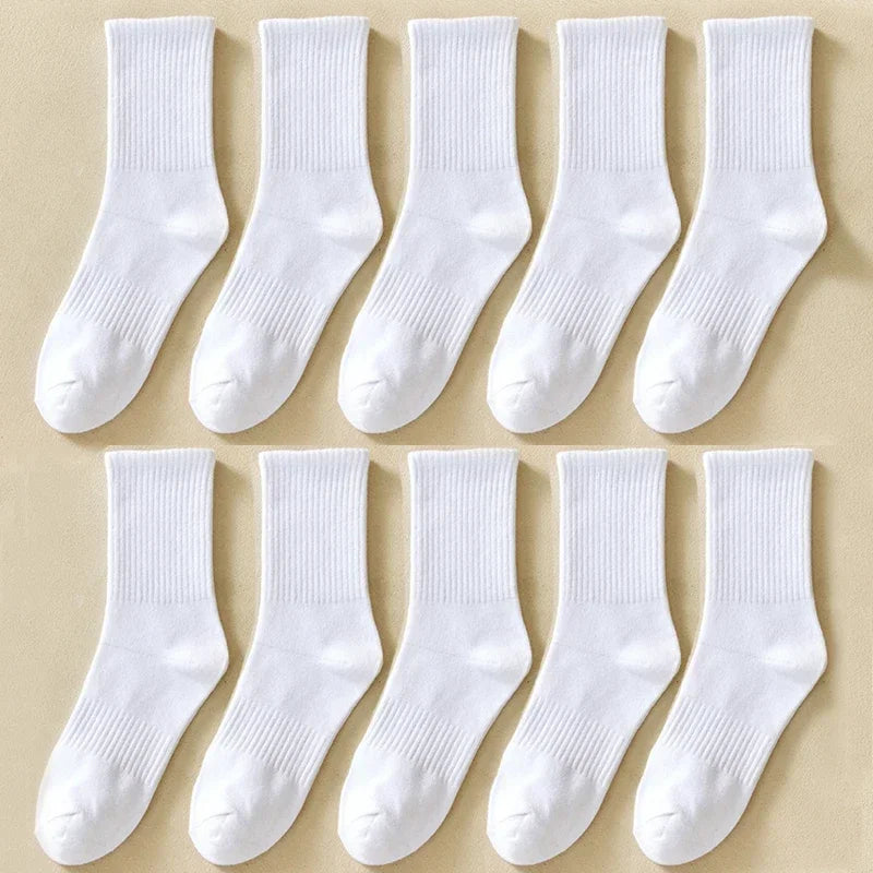Men's Cotton Crew Socks — White, 1 & 10-Pair Packs, Plus Size