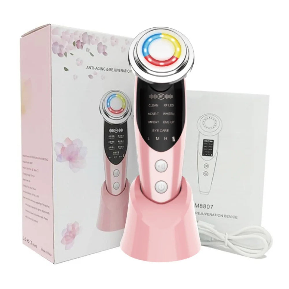 7 in 1 Facial Lifting Machine EMS Microcurrent Multifunctional Facial Slimming Device LED Photon Anti-Aging