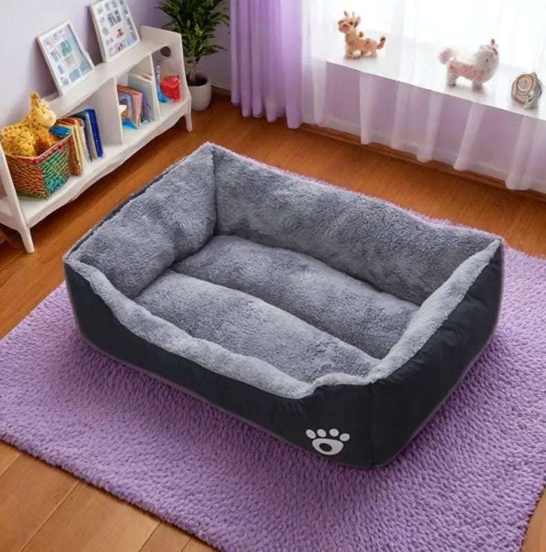 Plush Pet Sleeping Mat - Non-Slip Dog & Cat Bed, Black or Blue