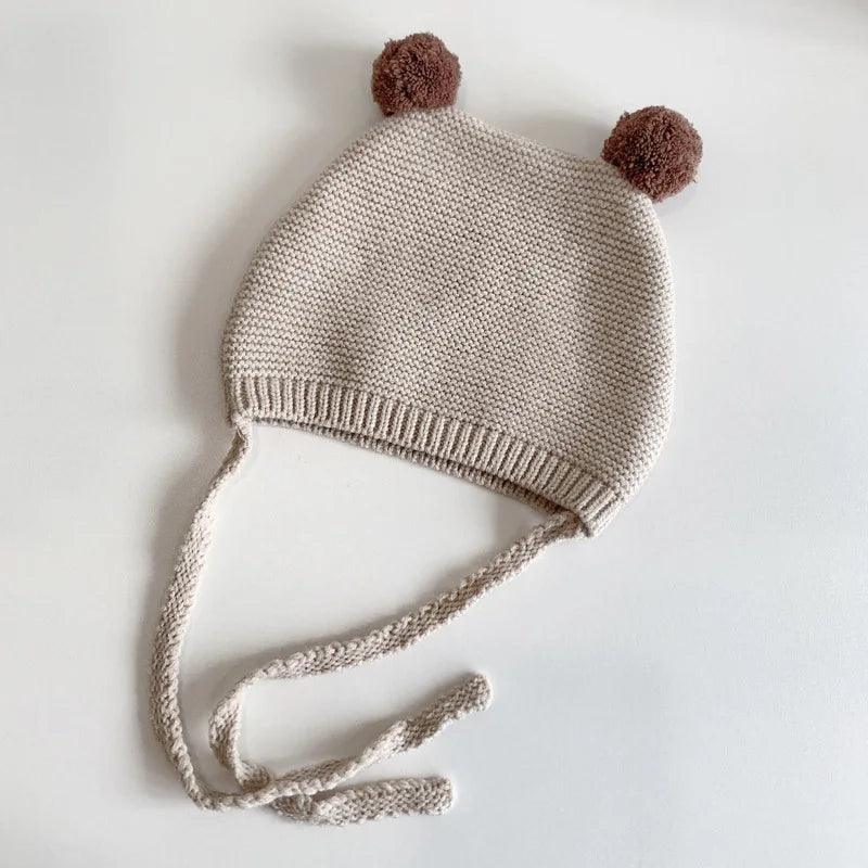 Baby Pom Pom Crochet Bonnet - Ear Covering Winter Pullover Cap - photo 8