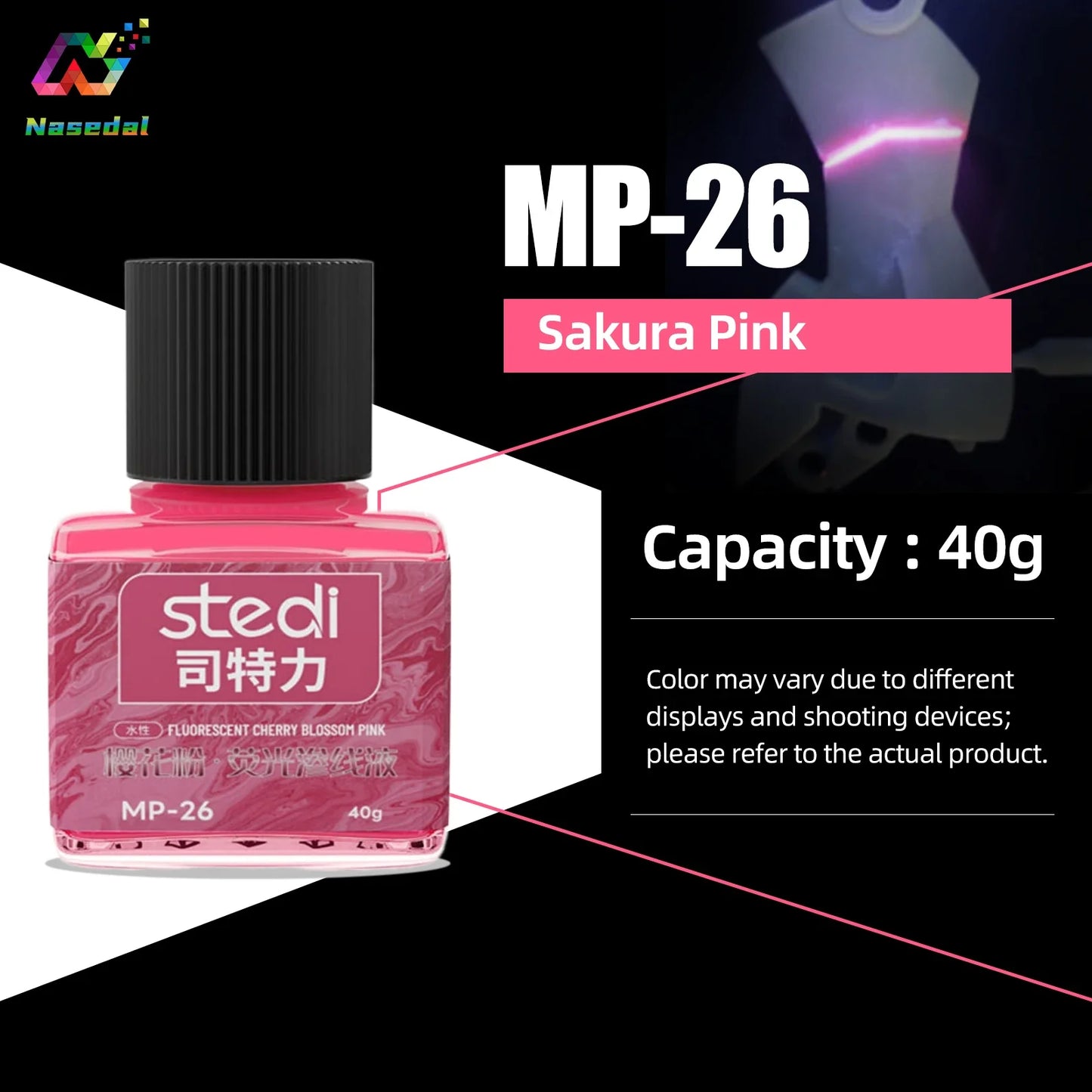 Stedi MP-20~29 40g Water-based Fluorescent Panel Liner Paint for Gundam Model Building Fluorescent Ink Panel Line Accent Color