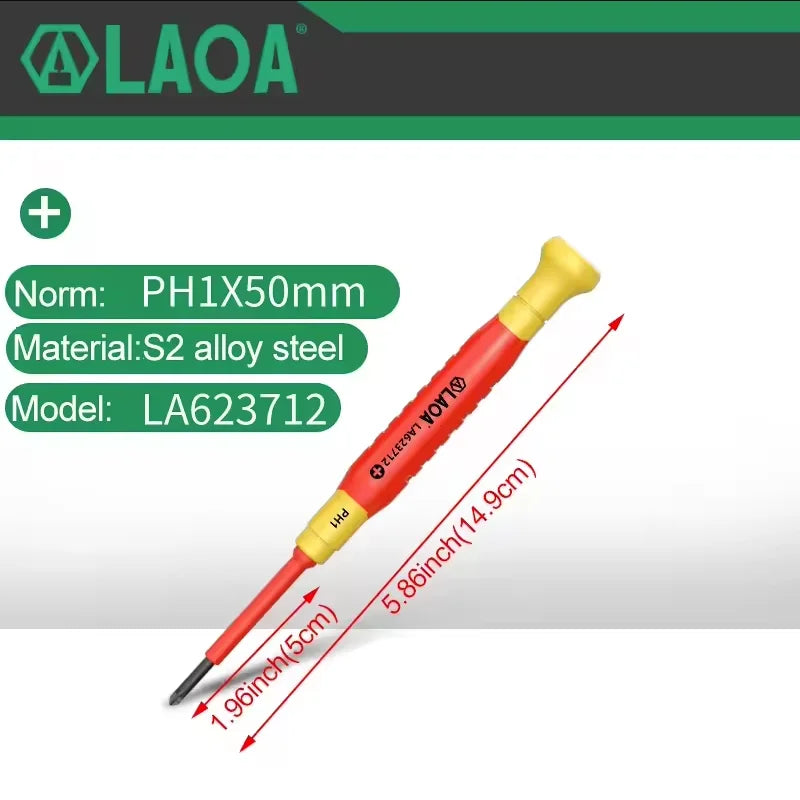 LAOA 1pc Insulated Precision Screwdriver SL1.0-3.0 aCross Small Size Screwdriver to Remove Watches Cell Phone NotebookT5-T10