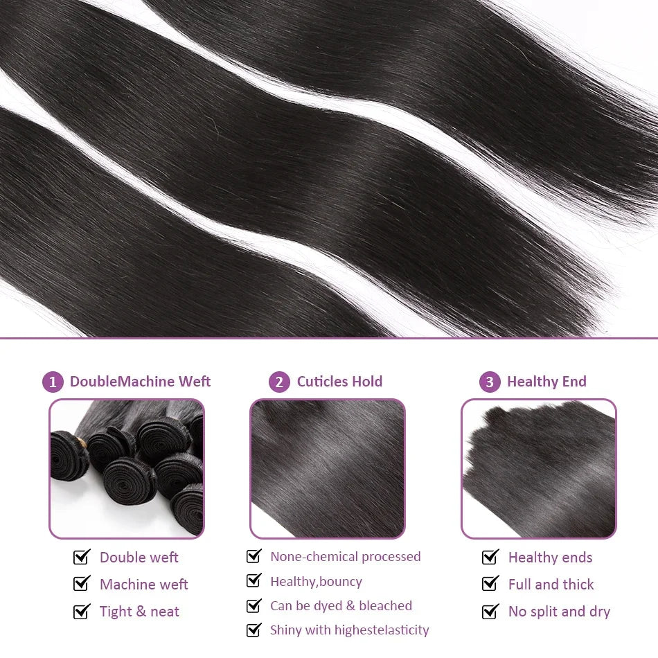 Rosabeauty Brazilian Remy Human Hair Bundles – Straight 30-40 Inch