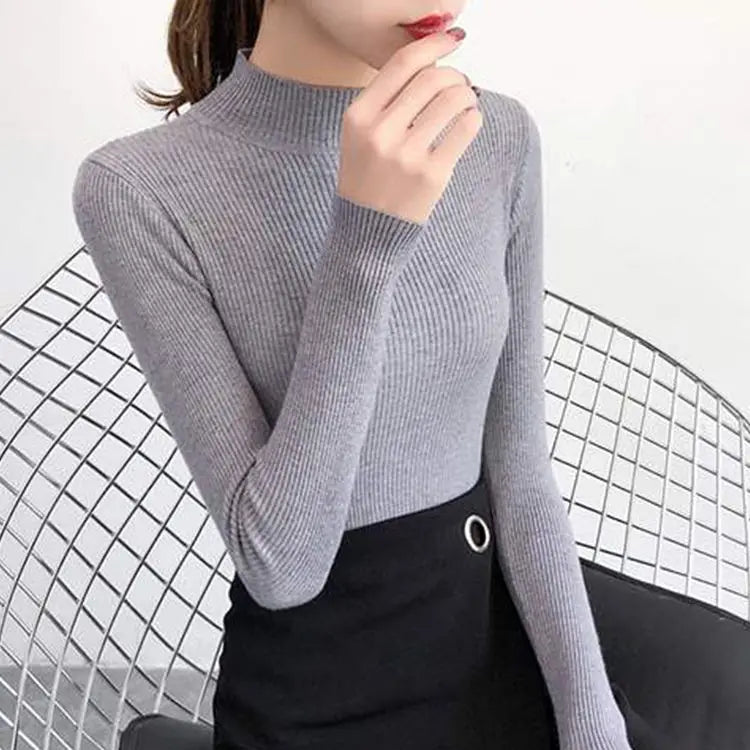 Women's vintage mock neck sweater, slim knit — view 7 of 17