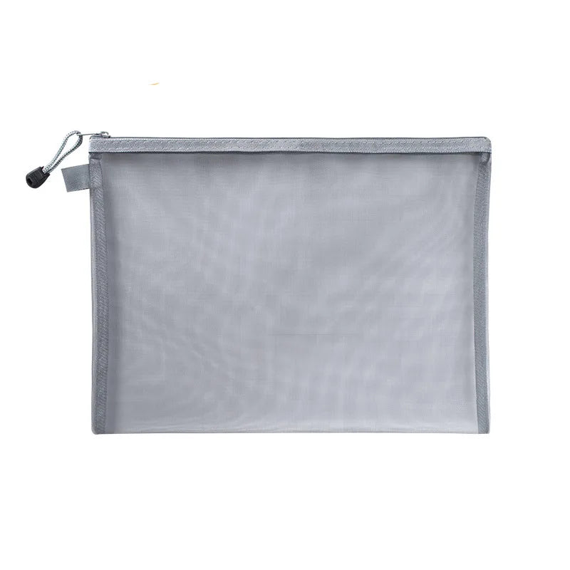 Nylon Mesh File Bag A4 A5 A6 Transparent Zipper Test Paper Information Bag Office Student Pen Bag Subject Bag Puzzle Storage Bag