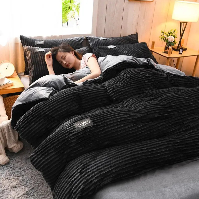 Solid Color Velvet Duvet Cover Winter Warmth Thick Bedding Set Double Quilt Cover Twin Queen King Comforter Cover 150×200