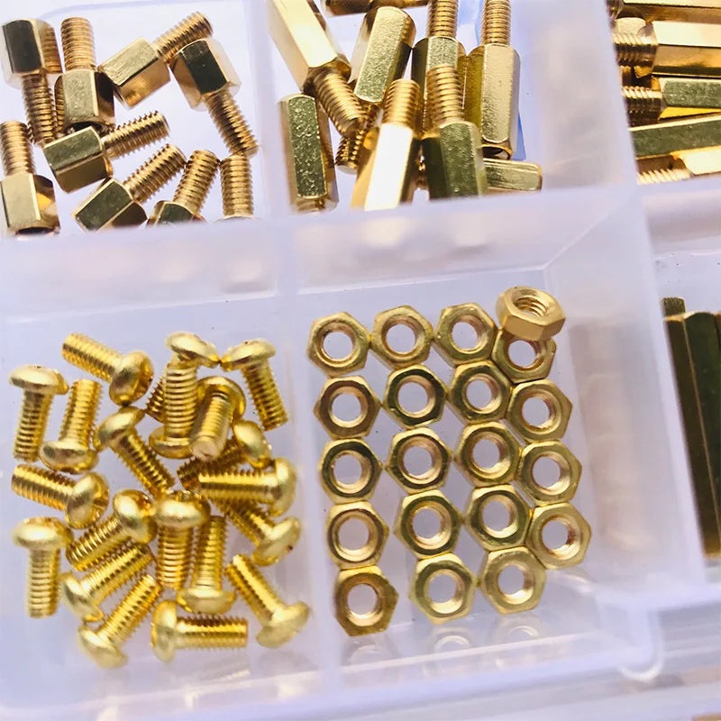 M3 Hex Brass Standoff with Brass Screw Nut Kit PCB Motherboard Standoff Spacer Screw Nut Thread Pillar Mount Male Female Spacer