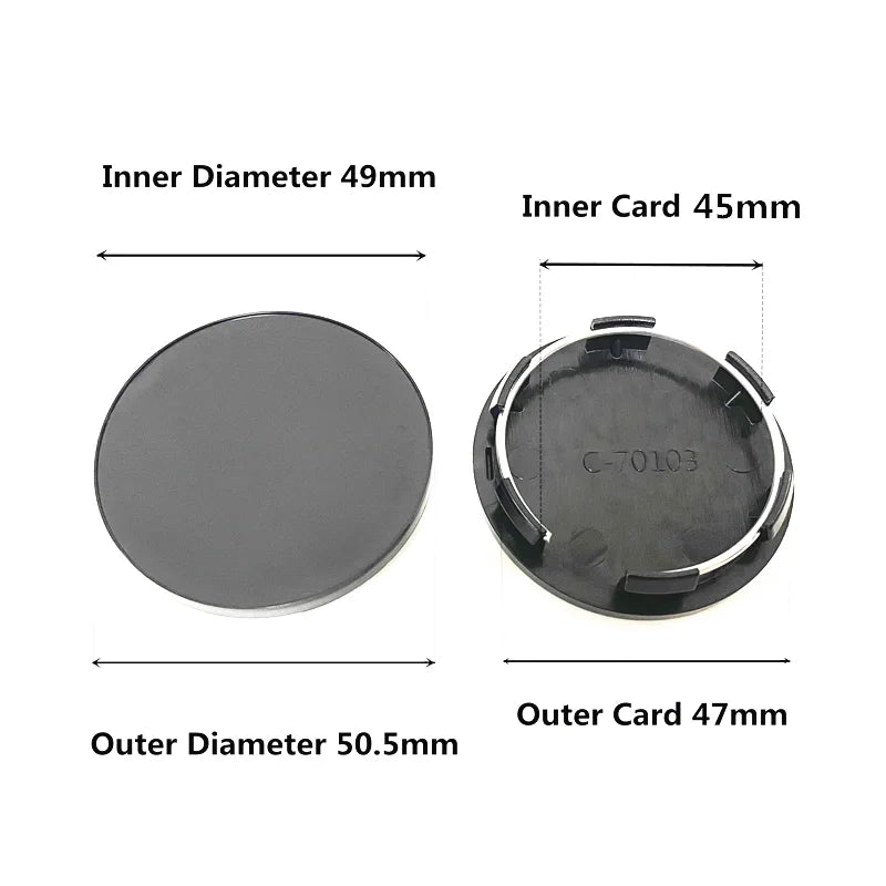 4 Pcs 50mm Car Wheel Center Hub Cover Dustproof Caps Rim ABS Metal Ring Universal Auto Exterior Decoration Replacement Accessory