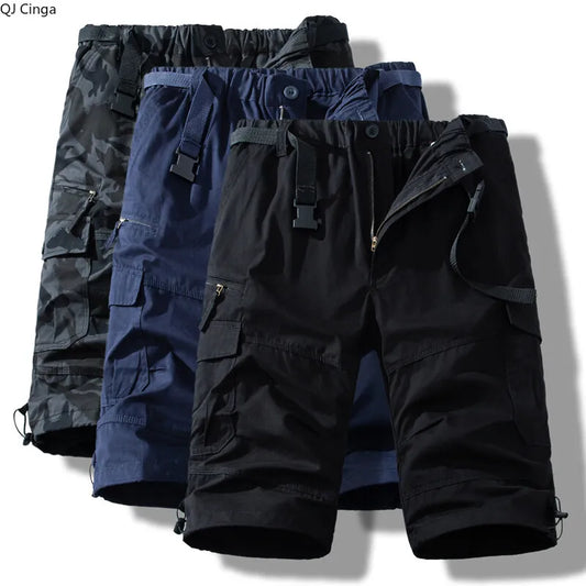 Men's Cotton Knee-Length Work Shorts — Loose Straight Casual Shorts