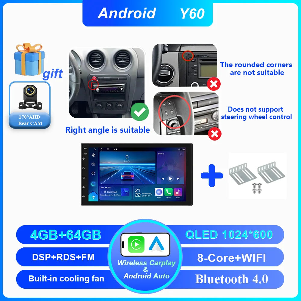 7" Android 16 Car Radio For Seat Ibiza 2000 - 2007 Wireless Carplay Auto Google Map Head Unit Rear Camera No 2 DIN DVD 4G DSP BT