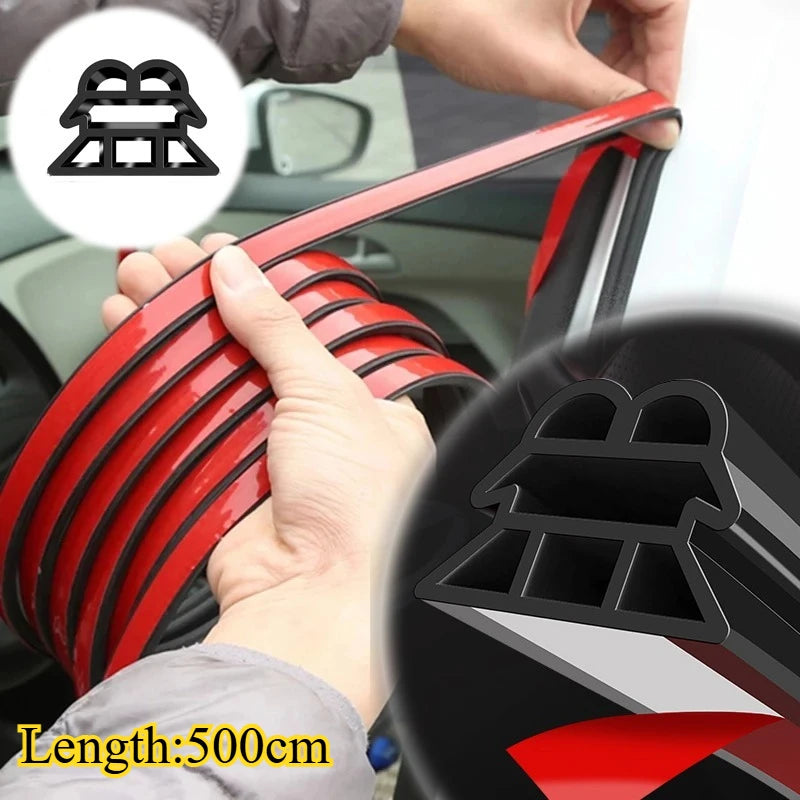 500CM Car Door Rubber Seal Strip - 3-Layer Weatherproof Protection, Sound Insulation & Dustproofing