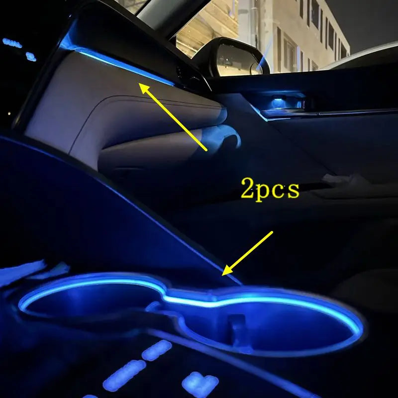LHD Car Co-pilot Atmosphere Light Lamp Interior Ambient Bright for Toyota Camry XV70 cup light 2018-2023 2in1