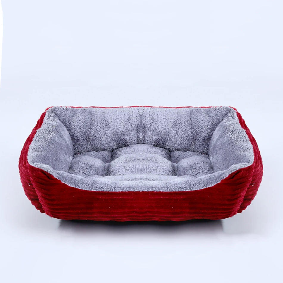 Square Plush Dog & Cat Sofa Bed - Cushioned Bolster Pet Bed - photo 17