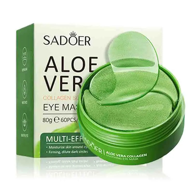 SADOER 60pcs Aloe Vera & Collagen Eye Masks – Anti Dark Circles, Eye Bags & Puffiness | Hydrating & Firming Under-Eye Patches for Women