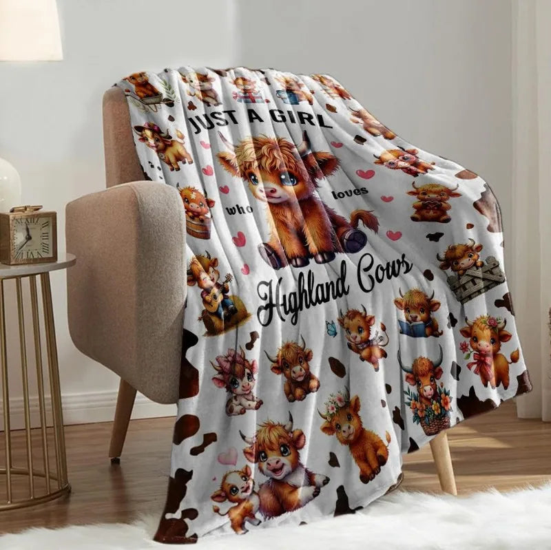 Highland Cow Flannel Throw Blanket