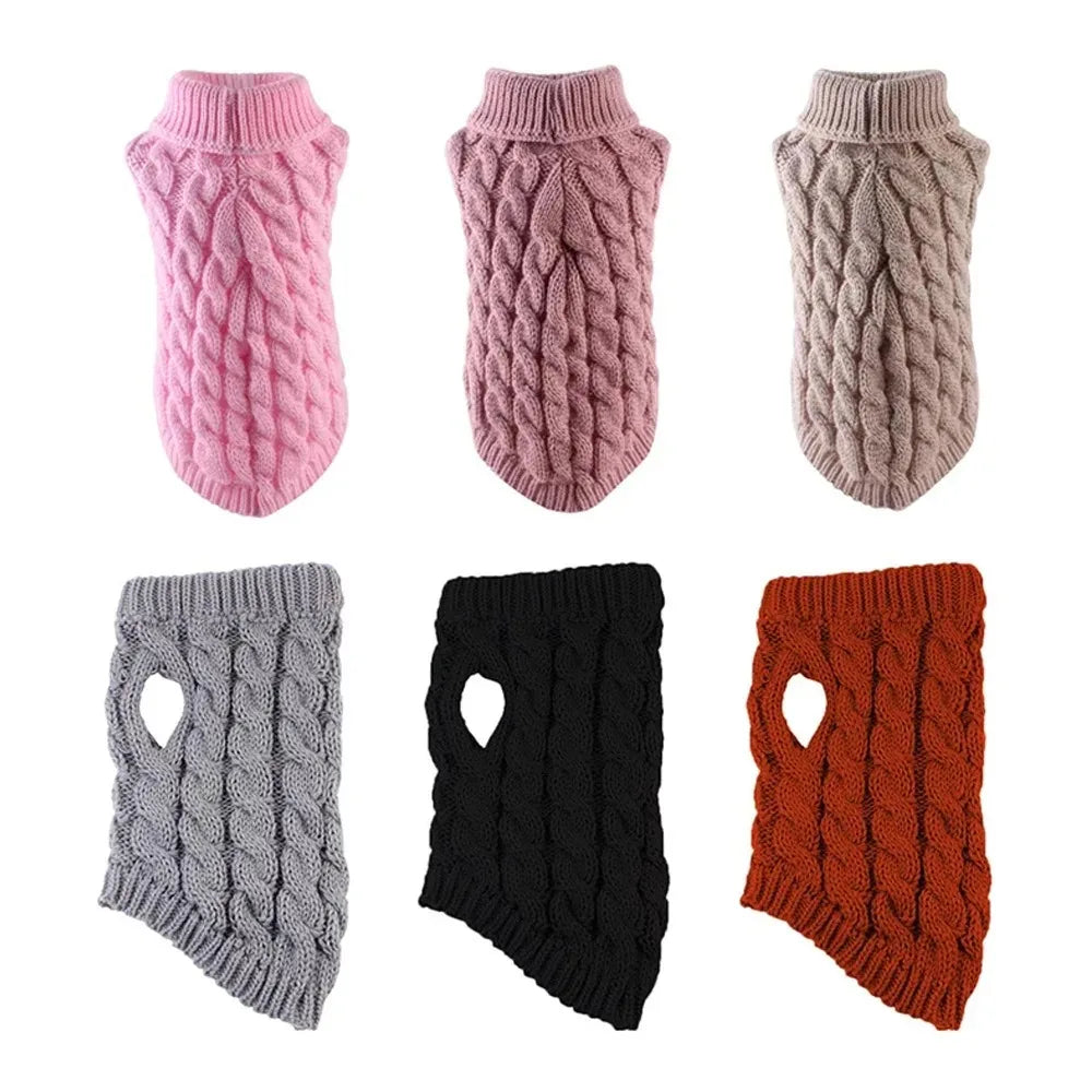 Open Front Turtleneck Dog Sweater - Easy-Wear Soft Knit for Cold Days - photo 4
