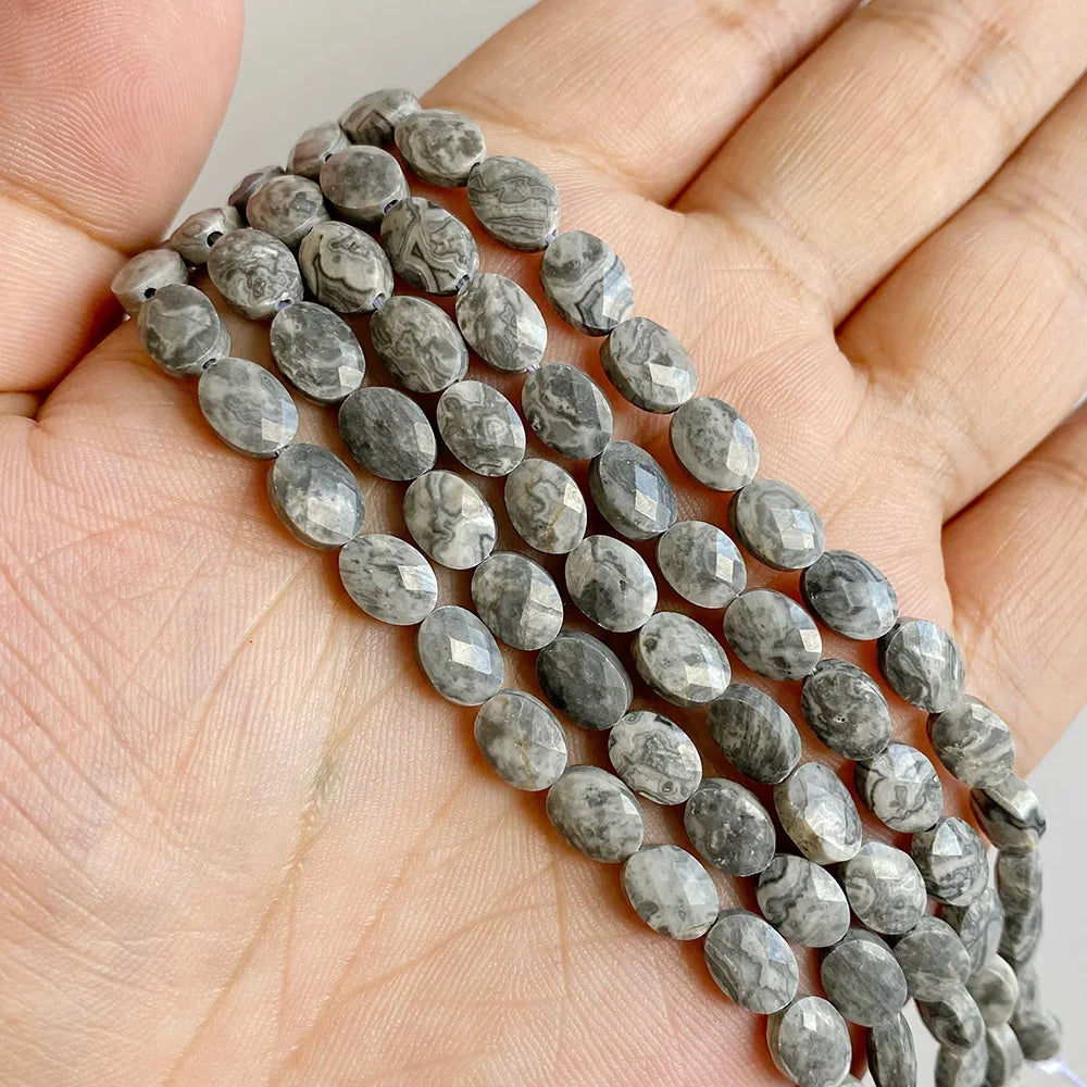 Healing Faceted Gems Beads Oval Shape Natural Crystal Jaspers Stone Loose Beads For Jewelry Making Necklace DIY Bracelet 6x8mm