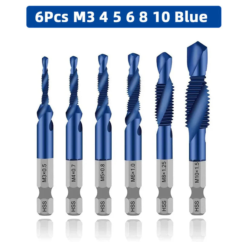 MMAlto HSS Titanium-Coated Metric Tap Set – M3 M4 M5 M6 M8 M10 | Screw Thread Machine Compound Tap | Individual & 6-Piece Sets