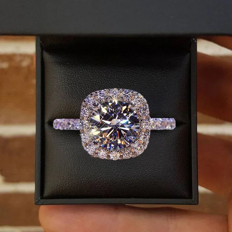 Silver-Tone Engagement Ring – White Zircon Bridal Band
