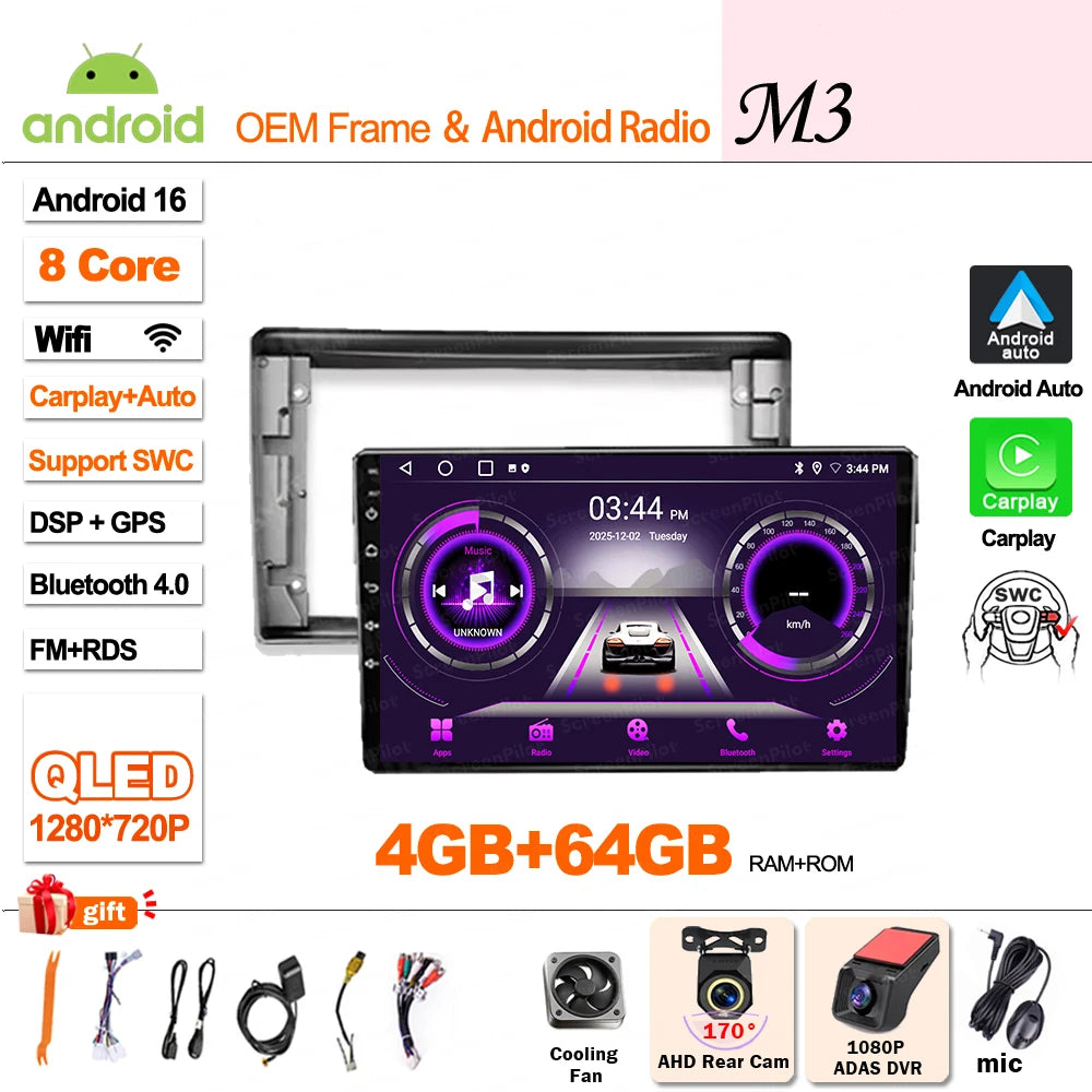 For Toyota Avensis T25 2002 - 2008 Android 16 Multimedia Video Player 2 din GPS Navigation Mirror Link  Wireless Android Auto 5G