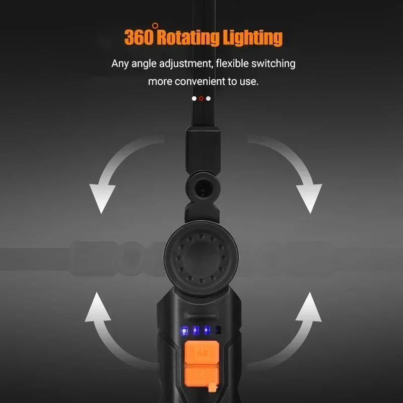 1pc COB LED Work Light Dimmable USB Rechargeable LED Flashlight Inspection Lamp With Magnet&Hook 14500/18650 Battery Torch light