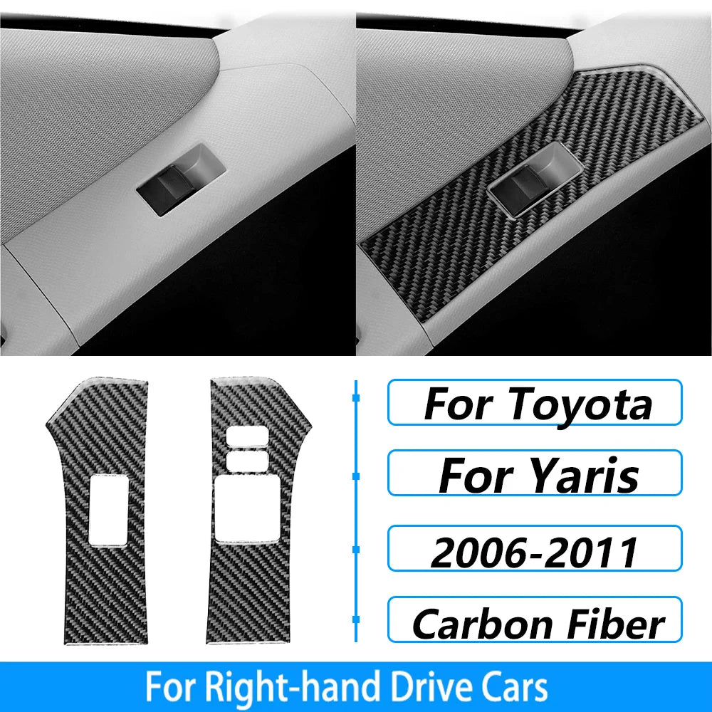 For Toyota Yaris 2006-2011 Carbon Fiber Central Control AC CD Air Outlet Gear Shift Panel Cover Trim Set Car Accessories Sticker