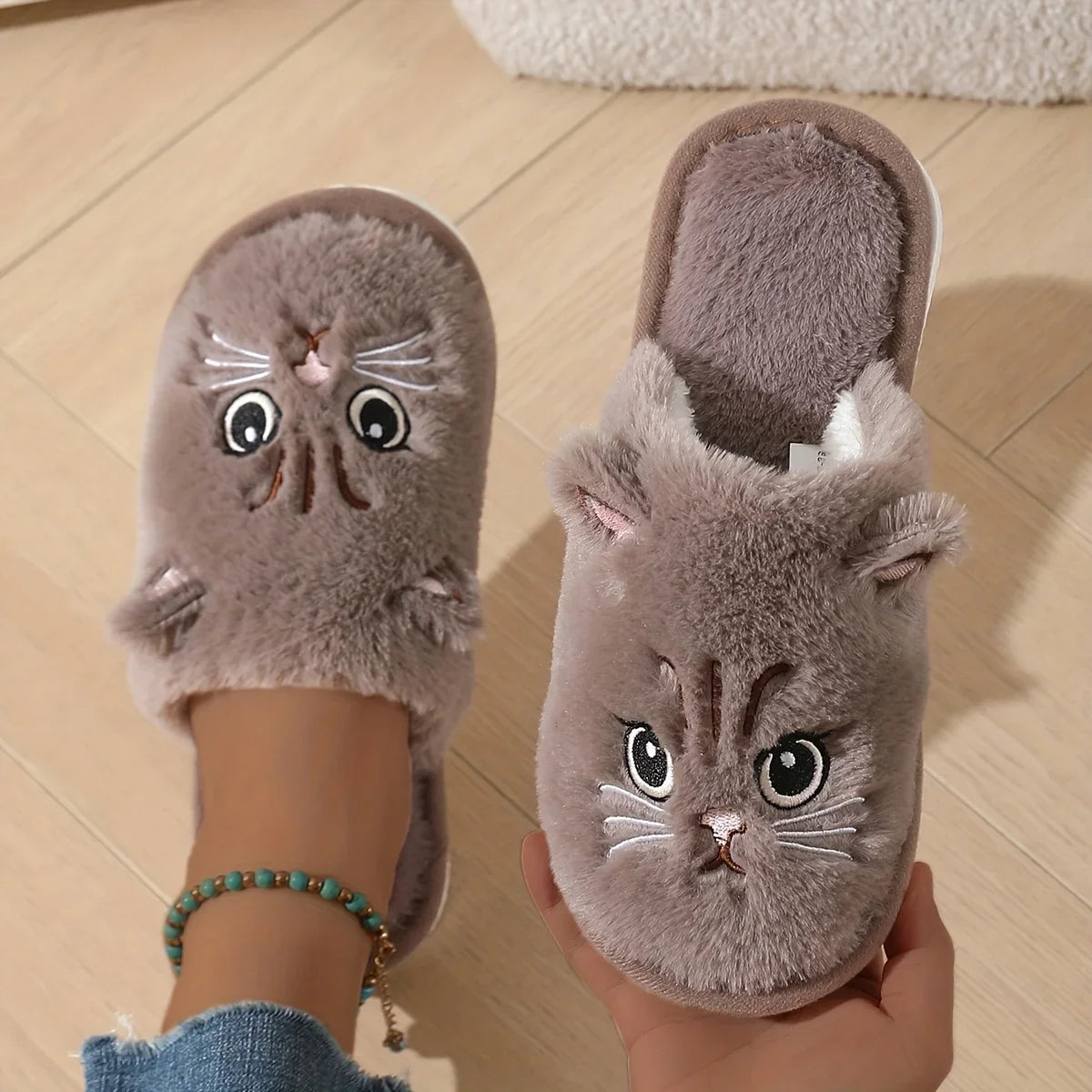 Women's Fuzzy Cat Slippers - Cute Animal House Shoes - photo 7