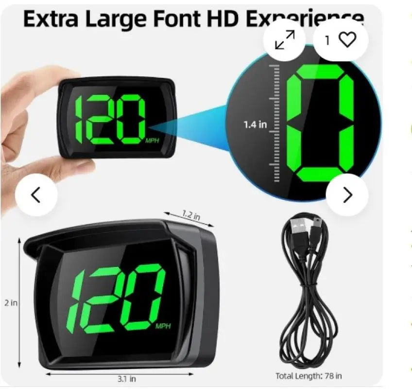 New Universal Car Head Up HUD Display GPS Digital Speedometer Dual Chips KMH MPH Reminder Meter HD LCD Display Plug Play