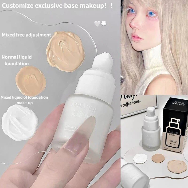 Matte White Liquid Foundation Makeup Buildable Coverage Primer & Concealer Stick Waterproof & Long-Lasting for Halloween Cosplay