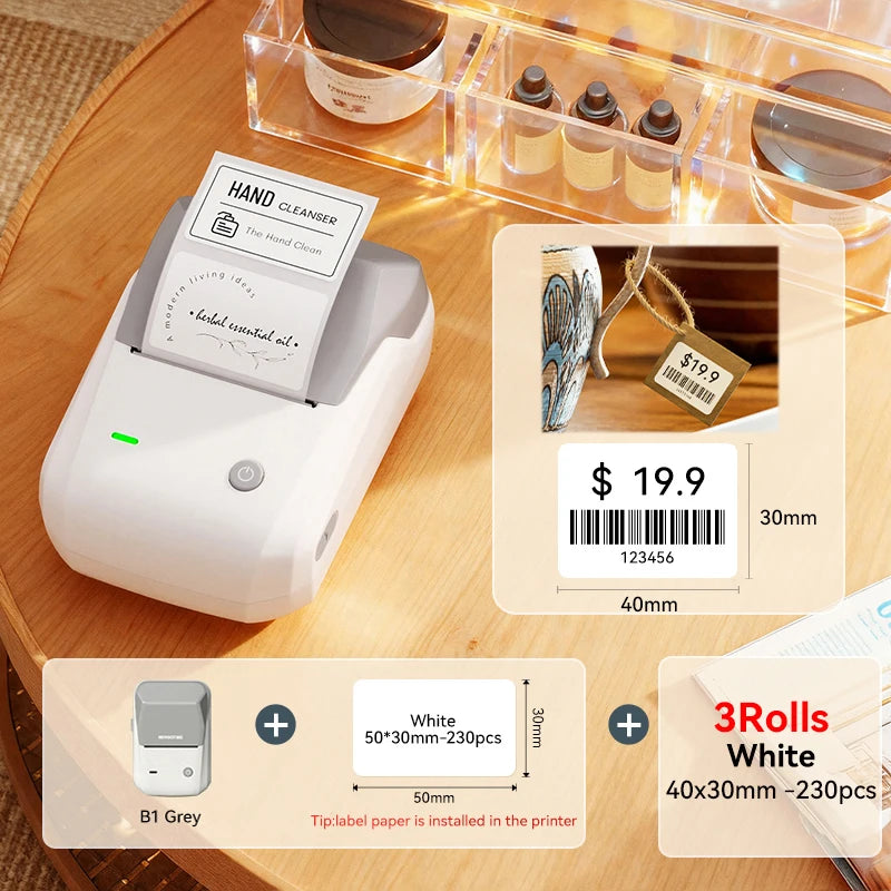 NIIMBOT B1 Portable Thermal Printer With Tapes 2 Inch Adhesive Label Printer Mini Bluetooth Sticker Maker Support Smartphones PC