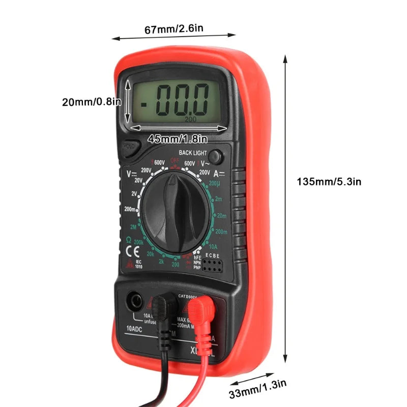 XL830L Handheld LCD Digital Multimeter Voltmeter Ammeter Ohmmeter Current Voltage TesterXL830L Red