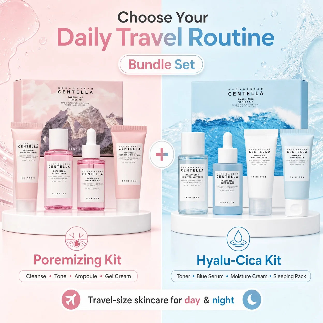 Centella Hyalu-Cica Travel Kit — 4pcs Toner, Serum & Cream Set