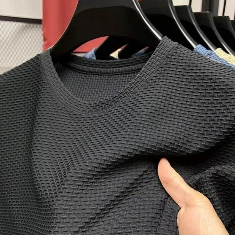Men's Ice-Silk Tee - Crew Neck, Cool Breathable Business Casual