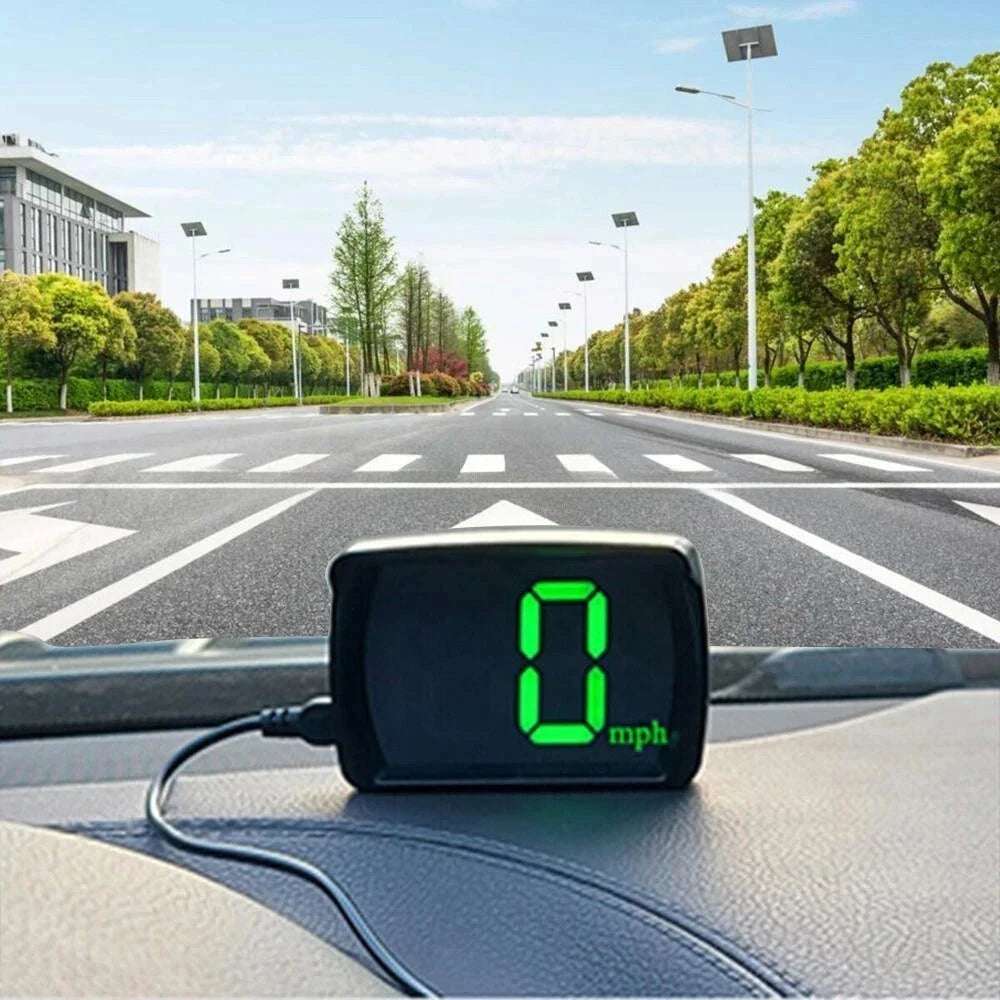 New Universal Car Head Up HUD Display GPS Digital Speedometer Dual Chips KMH MPH Reminder Meter HD LCD Display Plug Play