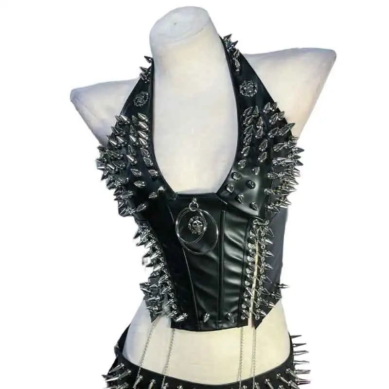 Women's Studded Y2K Grunge Tank Top — Gothic Spiked Cami