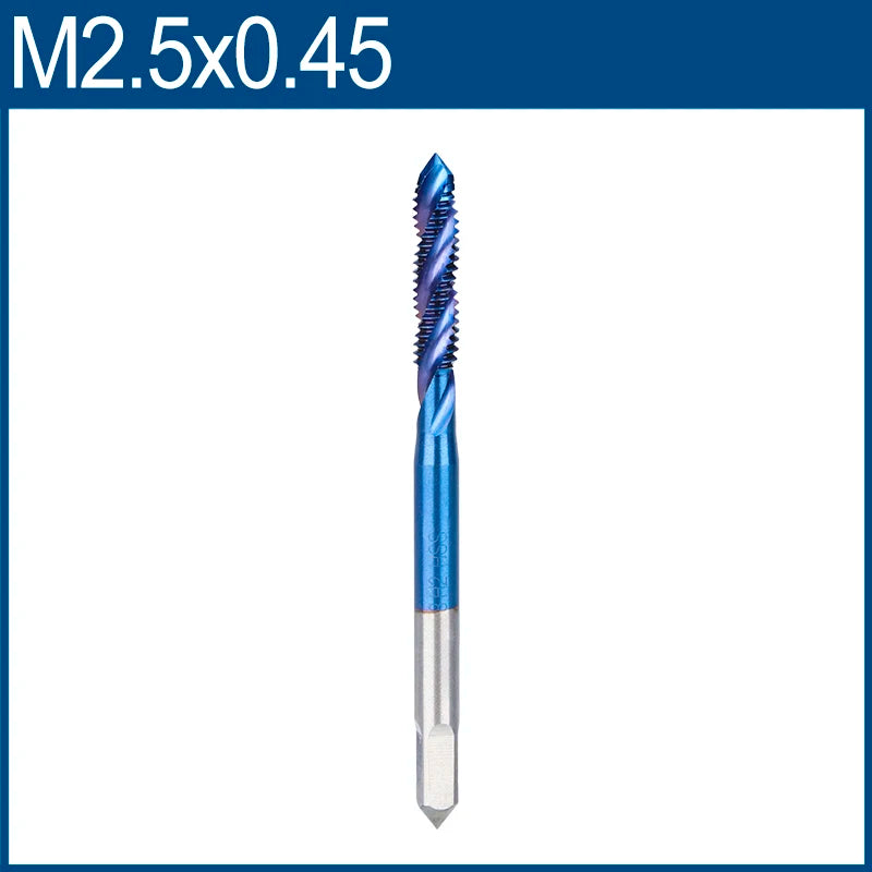 XCAN Metric Screw Tap 1pc HSS M2-M6 Thread Tap Nano Blue Coated Machine Plug Tap Threading Tools Spiral Tap Drill