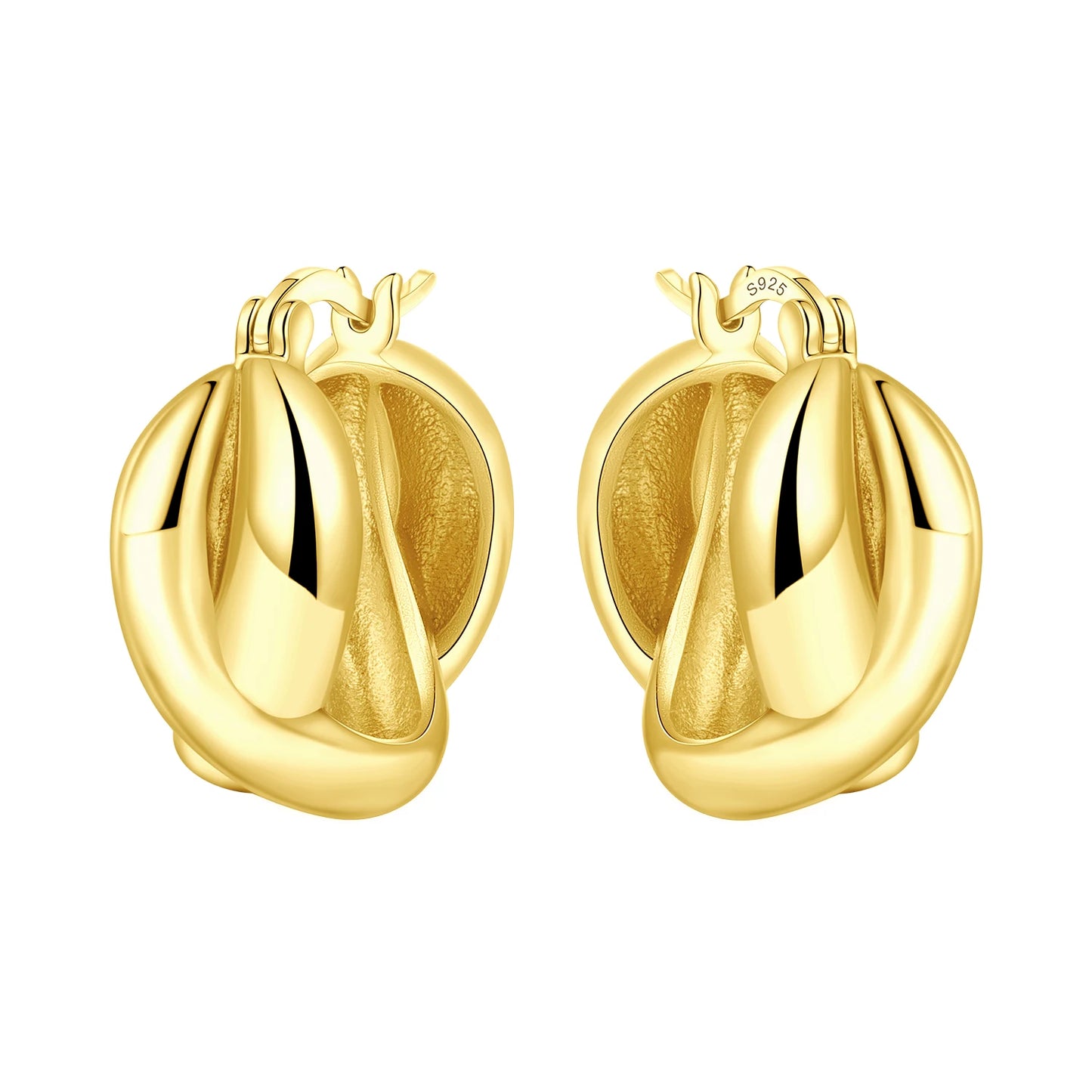 Original 2026 S925 Sterling Silver Zircon 18K Gold Lining Vintage Hoop Earrings for Women Birthday Party Wedding Gift Jewellery