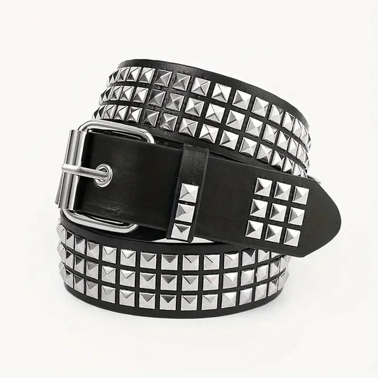 Pyramid Stud Belt — Y2K Punk Rivet Belt for Men & Women