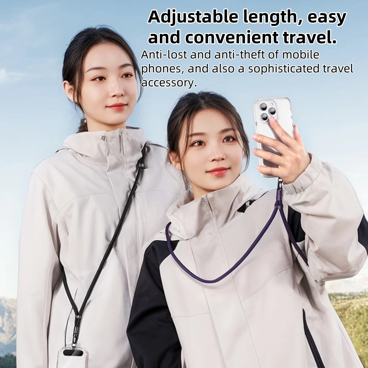 Universal Phone Lanyard with Clip – Anti-Drop 360° Rotation Adjustable Neck & Crossbody Strap for All Phones