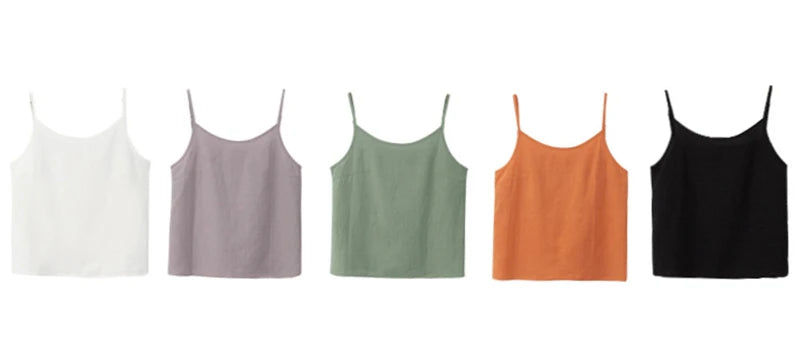 Vintage Cotton Linen Women's Summer Tank Top Sleeveless Harajuku Basic Cuasal Female Top For Girls Camisole Women Clothing