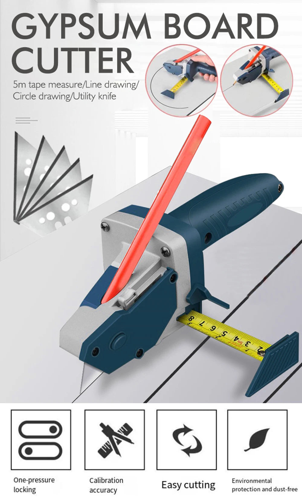 Drywall Cutting Scriber with Tape Measure and Blade - view 7