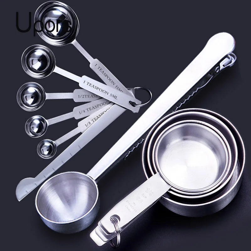 Stackable Stainless Measuring Cup & Spoon Set - Engraved Marks