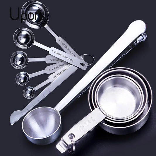 Stackable Stainless Measuring Cup & Spoon Set - Engraved Marks