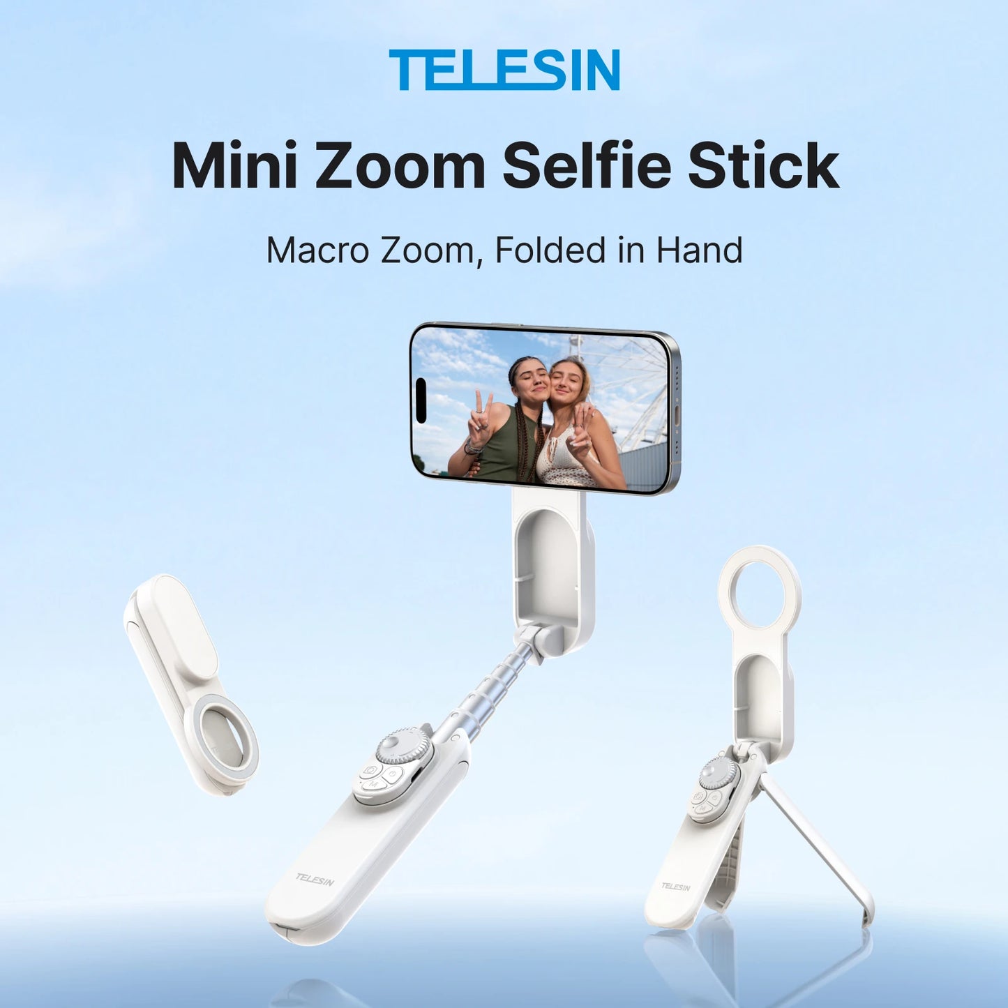 TELEISN Magnetic Bluetooth ZOOM Remote Selfie Stick Tripod For Iphone HUAWEI XIAOMI SAMSUNG Extendable Portable Vlogging Stand