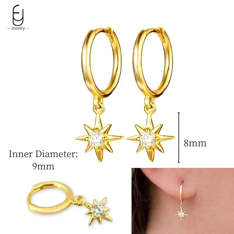 925 Sterling Silver Crystal Drop Earrings for Women - Heart & Flower Studs