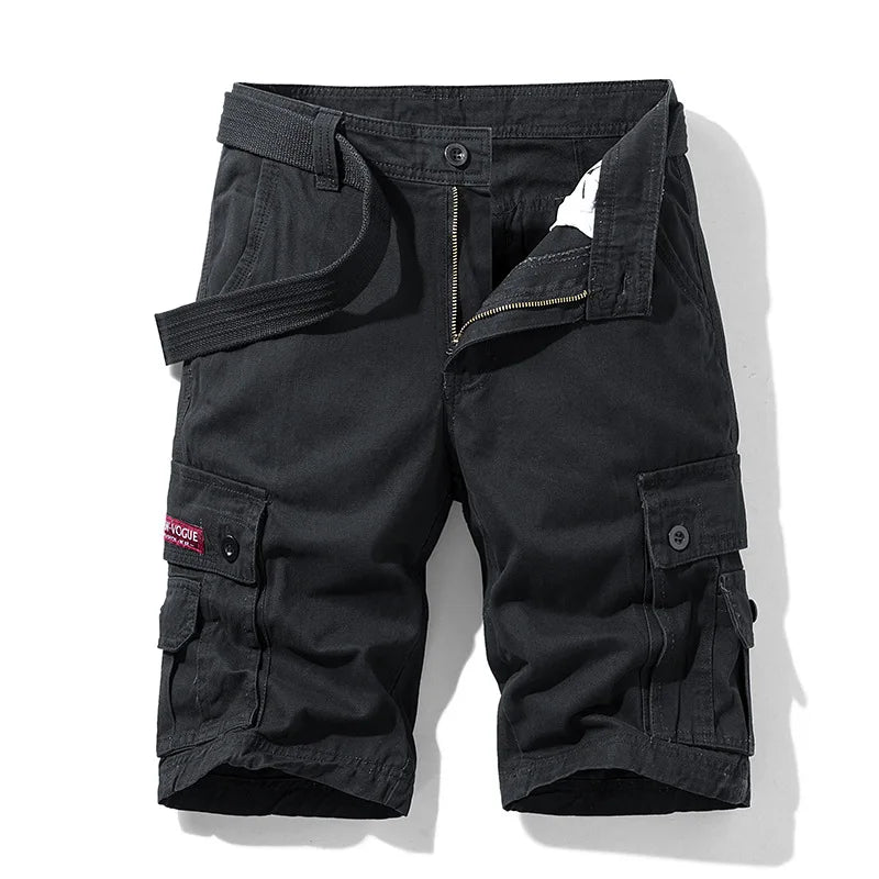 Men's Plaid Cargo Beach Shorts — Multi-Pocket Casual Bermuda Shorts