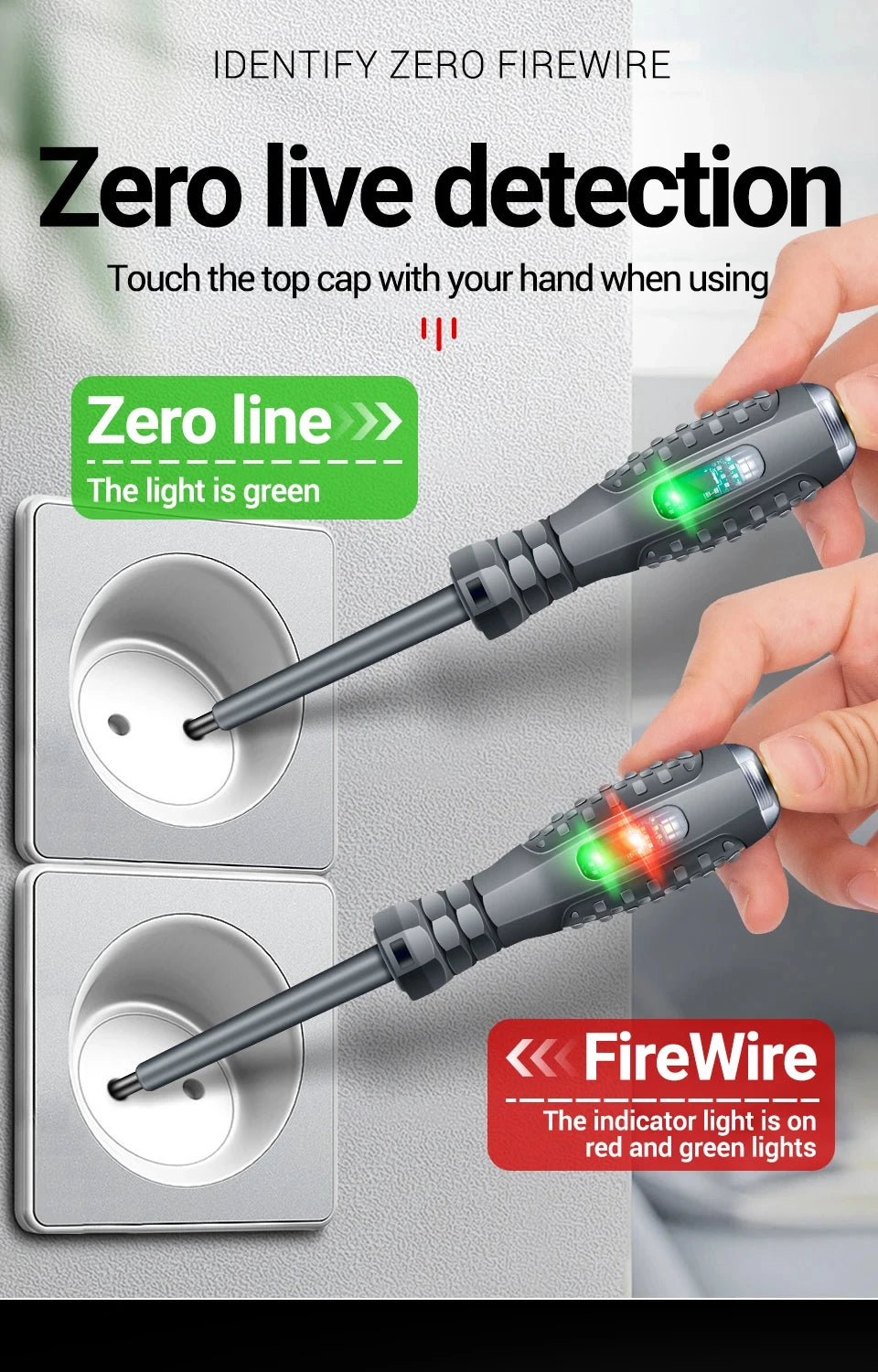 Multifunctional Electrician Test Screwdriver AC Non-contact Induction Test Pen Voltage Tester 70-600V Red Green Induction Lights, tool