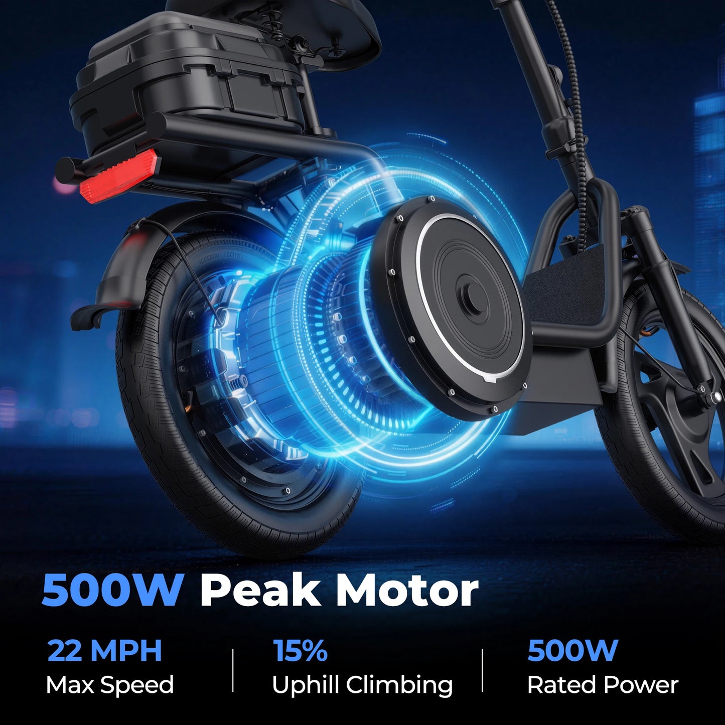 Folding Electric Scooter 500W Motor 48V 10.4AH Battery 14-inch Tire Commuter Electric Scooter with Seats Max Range Load-bearing