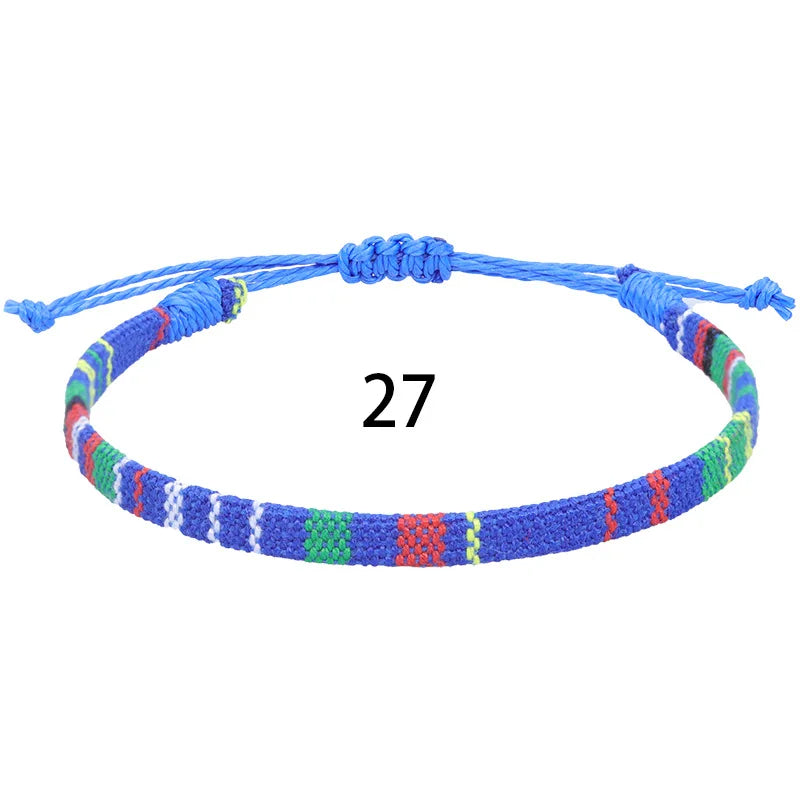Anklets For Women Woven Fabric Foot Leg Bracelet Men Handmade Rope Braid Knot Beach Barefoot Weave Ethnic Boho Adjustable Charm